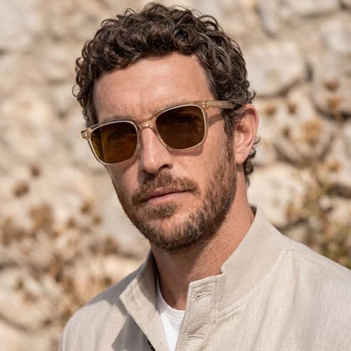 Image of CARFIA Acetate Polarized Sunglasses for Men UV400 Protection Classic Retro Square Shades Driving Glasses