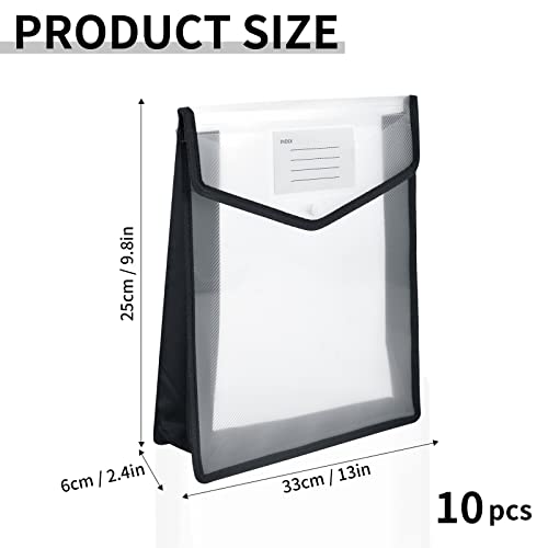 30 Pack Vertical Expanding Folder Black Expanding File Folders Plastic File Folders Envelope Expanding Wallet File Folder Clear File Pouches 13 X9.8 X2.4 Inches For School Office Home Storage #TOP1