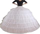 YUAKOU Women's 7 Hoops Wedding Accessories Petticoat Underskirt Slips Quinceanera Gown Ball Gown Bridal Gown, 7 Hoops White, One Size