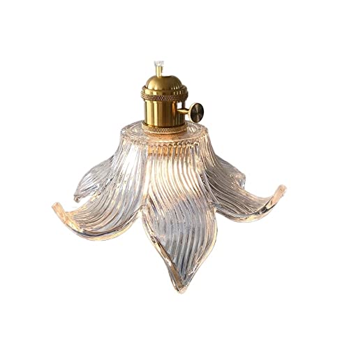 Lampe à suspension en verre rétro E27 lustre réglable fleur