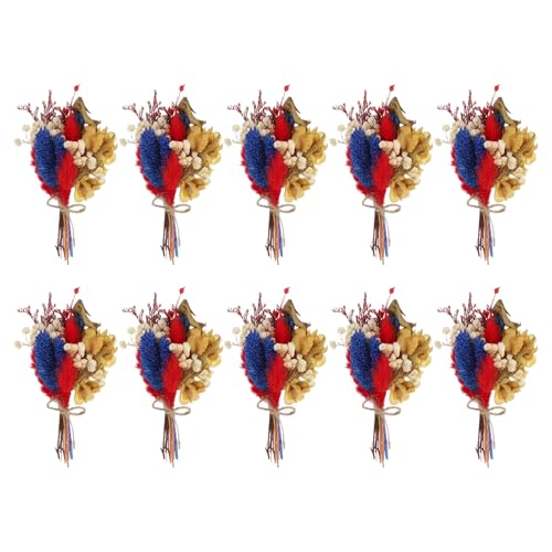 Mini ramo de flores secas PATIKIL, 10 piezas, azul-rojo miniatura 1