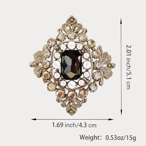 Image of Vintage Brooch Pin for Women Girls Baroque Retro Gold Cross Brooch Accessories Elegant Austrian Crystal Rhinestone Brooch Pin Dress Coat Sweater Suit Party Wedding Gifts Victorian Bridal Jewelry