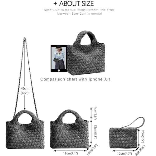 Image of Woven Tote Bag for Women with Coin Purse, Foldable Chain Small Crossbody Handbags, Fashion Shoulder Bag, Hobo Satchel