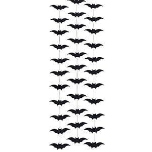 Incrizma Black Halloween Bat Garland – Halloween Hanging Bats Decorations Flying Bats Halloween Decor Hocus Pocus Party…
