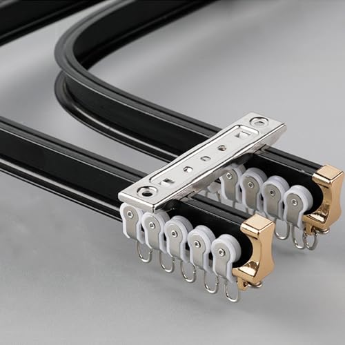 Rail de rideau flexible à double rail pour fenêtres droites et baies vitrées, solution de montage au plafond, solution de montage au plafond, design en aluminium pour un fonctionnement fluide et une