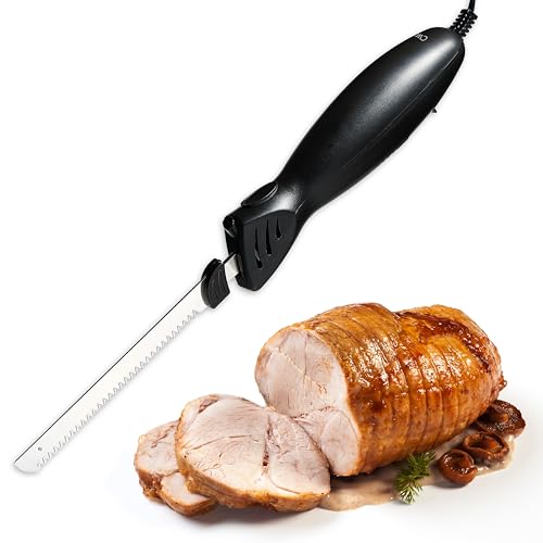 COOK WITH COLOR Electric Knife 100W, Two Blades for Versatile Cutting, Precision and Convenience for Your Kitchen, 2.2 x 2.2 x 16.9 Inches, Black