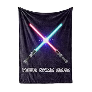 Personalized Lightsaber Theme Fleece Throw Blanket – Perfect for Home, Travel, Kids, Gifts, Presents, Baby Blanket (30…