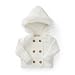 Hope & Henry Layette White Baby Sweater with Faux Fur Hood Made with Organic Cotton