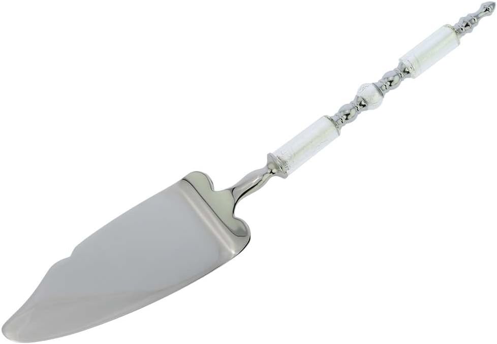Glass Of Venice Italian Murano Glass Wedding Cake Server - Silver White