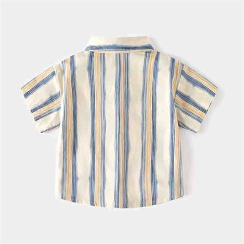 Toddler Boy Short Sleeve Button Down Shirt Striped Guayabera Shirts Tops Baby Hawaiian T-Shirt Summer Easter Outfit2