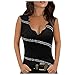 MXIM Da donna Croce Nuda Petto Senza Maniche Estate Top Nero Blocco Lato Pizzo Camicie Estate Signore Moda Confortevole Top, Nero , XXXL