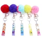 Pppby 1Pièce Joli Porte-Clés Boule en Fourrure De Lapin Faux, Attrape-Cartes pour Ongles Longs, Pince Porte-Clés Extracteur De Carte Bancaire ATM en Acrylique Convient à Petite Amie, Mère