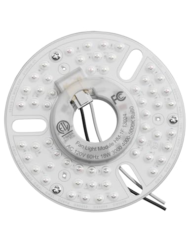 5" LED Ceiling Fan Light Kit Replacement, 18W Universal Retrofit Light for Flush Mount Fans, 3-Color Adjustable, Farmhouse Style, Energy Efficient, Easy DIY Installation for Old Lighting Fixtures