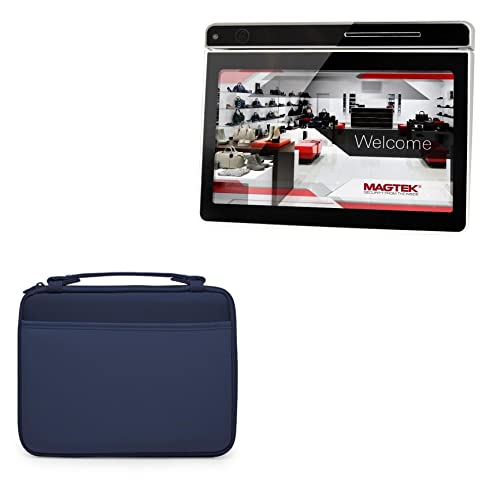 BoxWave Case Compatible with Magtek DynaGlass - Hard Shell Briefcase, Slim Messenger Bag Briefcase Cover Side Pockets - Navy