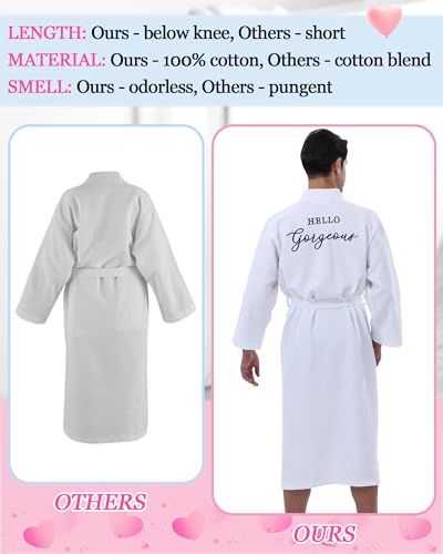 Image of Jecery 2 Pack His and Hers Robes Gifts for Couples Cotton Waffle Knit Matching Robes Party Anniversary Wedding Women Men