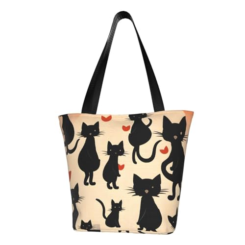 Happy Walking Kitty Print Comfortable Shoulder Bag Summer HandbagTravel Beach Work Daily Use Versatile Carry
