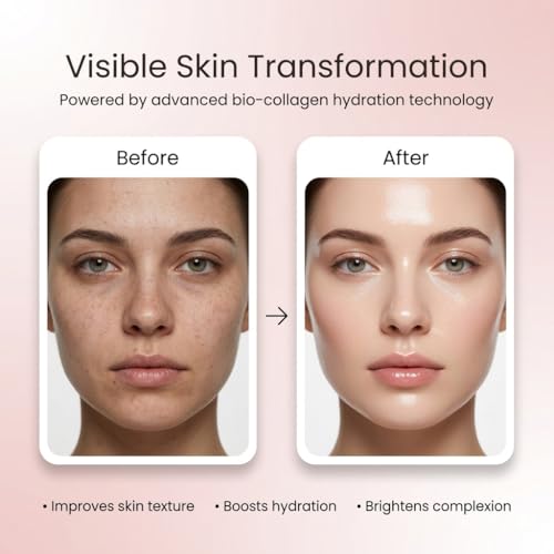 Image of Bio Collagen Night Mask - Hydrating Overnight Hydrogel Korean Glass Skin Mask, Wrapping Peel Off Facial Mask for Deep Hydration & Skin Care, Moisturizing Sheet Face Mask Pack of 4