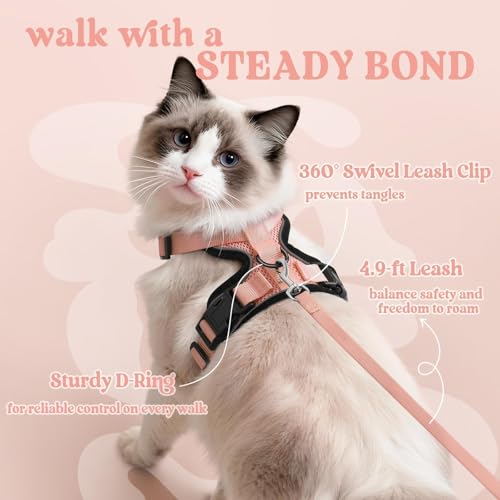 Image of rabbitgoo Cat Harness and Leash Set, Escape Proof Vest, Light Salmon Pink
