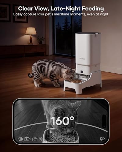 Automatic Cat Feeder with Camera - 7L/29 Cups Auto Dog Feeder with Large Food Tray & 1080P Night Vision, Elevated Bowl, 2-Way Audio, 10s Voice Recording, 5G WiFi Timed Cat Food Dispenser, 1-15 Meals - Image 2