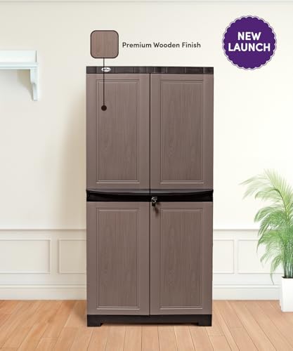 Image of Prima Viva-2 Plastic Storage Cabinet (Medium H 4 Ft x W 2 Ft x D 1.6 Ft) | 4 Compartments Multipurpose Organizer for Home & Office | Strong, Stylish & Spacious Cupboard for Clothes & Essentials