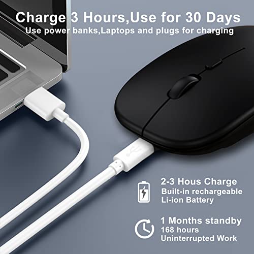 Dolrso Wireless Bluetooth Mouse For Ipad/Macbook Pro/Air/Laptop/Pc Rechargeable Silent Mouse Portable Slim For Surface Pro/Lenovo/Samsung Tablet (Black) #TOP4