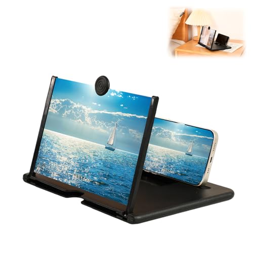 Smartphone Screen Magnifier, 3D HD Mobile Phone Magnifier Projector Screen Enlarger for Movies, Videos, and Gaming, Foldable Cell Phone Stand with Screen Amplifier, Supports All Smartphones (10Inch)