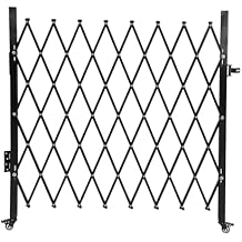 Heavy-Duty Expandable Security Gate for Driveway, Commercial & Industrial Use, Single Folding Barrier with 360 Rolling Wheels, Adjustable Width, Anti-Climb Design & Easy Installation, Black Finish