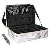 relavel marble makeup bag large makeup case professional makeup organizer travel bag makeup train case makeup artist kit portable cosmetic artist storage bag with adjustable dividers and shoulder strap