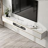 UQACHG Meuble TV Flottant avec Deux Tiroirs, Meuble TV Mural Moderne, Meuble TV Flottant avec Rangement, Meuble TV en Bois pour Maison, Salon, Hôtel,White-180 * 24 * 20cm