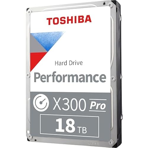 Toshiba X300 PRO 18TB High Workload Performance for Creative Professionals 3.5-Inch Internal Hard Drive – Up to 300 TB/Year Workload Rate CMR SATA 6 GB/s 7200 RPM 512 MB Cache - HDWR51JXZSTB