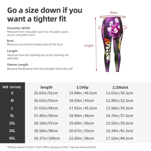 Pantalones de yoga para mujer con estampado de mariposas moradas EdsfFehs 5