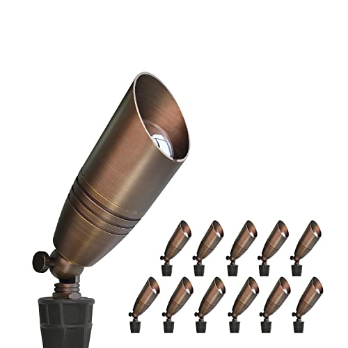 Coloer Die-Cast Brass Landscape Spot Lights Outdoor, 12V Ac/Dc Low Voltage Landscape Lighting Fixture, Ip65 Waterproof Directional Uplight Outdoor For Yard(102B,12-Pack Without Bulb) #TOP2