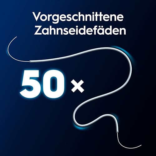 Oral B Superfloss Zahnseide, Entfernt Plaque & Zahnstein, Verstärktes Ende oder Flauschige Mitte für enge und weite Räume, Zur Reinigung von Zahnspangen und Apparaturen,4x50 vorgeschnittene Fäden,Blau