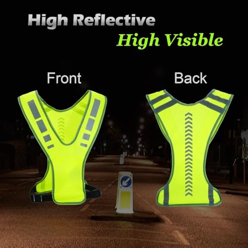 Nokwocy Reflektierende Weste, Reflektierende Laufweste mit Tasche für Damen, Herren & Kinder – Sicherheitsweste für Nacht-Radfahren, Laufen, Gehen & Joggen (1PC)