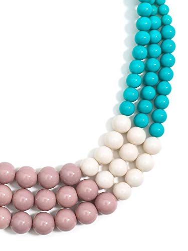 Zenzii Beige And Turquoise Beaded Multiple Rows Necklace #TOP1