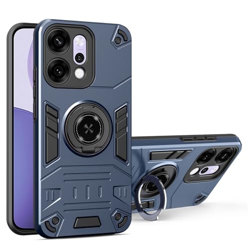 Coque Oppo Reno 14 Pro 5G robuste anti-choc double couche bleue avec support