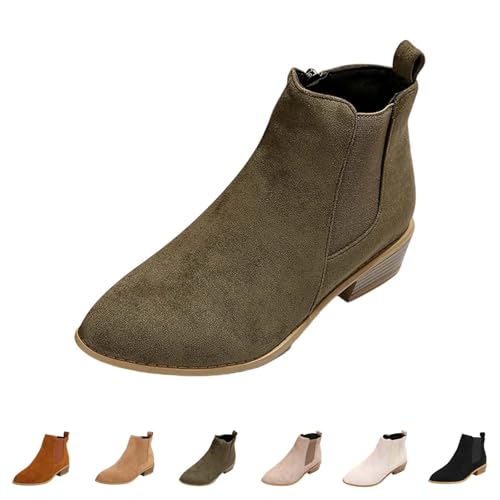 Generico Botas de invierno para mujer elegantes, zapatos botas mujer suaves bajas, botines a prueba de viento botines casuales Chelsea Boots mujer tacón bajo, negras botas mujer, Verde, 37 EU Generico Botas de invierno para mujer elegantes, zapatos botas mujer suaves bajas, botines a prueba de viento botines casuales Chelsea Boots mujer tacón bajo, negras botas mujer, Verde, 37 EU