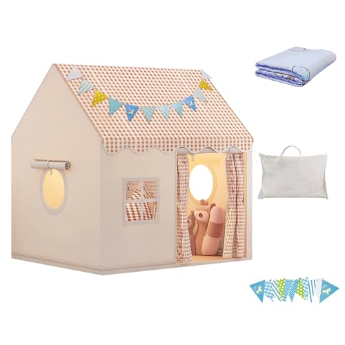 Tienda interior infantil con alfombra cómoda y luces para proteger el juego de los niños