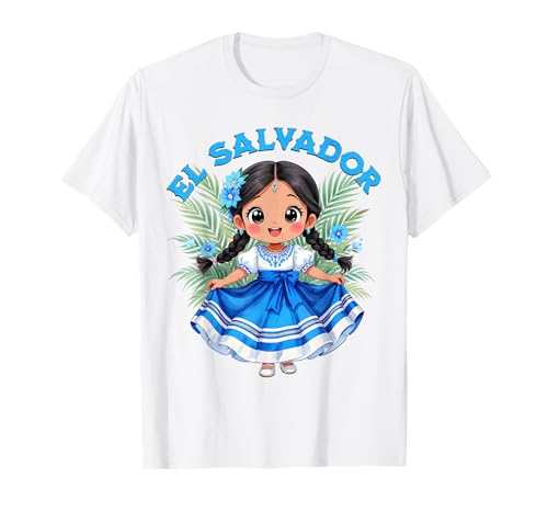 El Salvador Folk Art Girl Traditional Dress Design for Girls T-Shirt