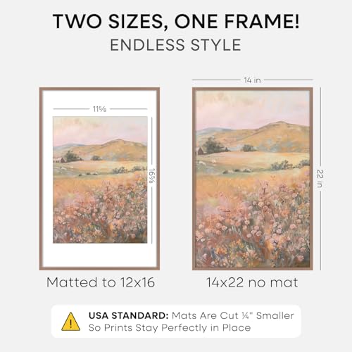 Image of Homeforia 14x22 Picture Frame Mocha, High End Metal 14 x 22 Poster Frames with Mat 12 x 16 for Photo, 14x22 Mocha Frame Matted to 12x16 inch Print, 22x14 Thin Frame, Tempered Glass, Wall Kit, Set of 1
