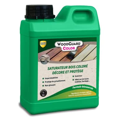Lasure Cérusée Imperméabilisante Bois Brut - WoodGuard Color- Saturateur Protecteur Eau Gel - 1L-8m2