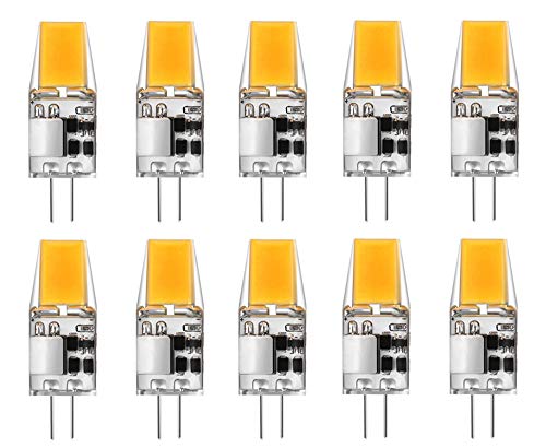 G4 Led Light Bulbs G4 Bi-Pin Base 3W (Equivalent To 20W Halogen Bulb) Ac/Dc 12V Warm White 3000K Led Bulbs For Landscape Ceiling Under Counter Puck Lighting,1 Led 1508 Cob Chip,10 Pack #TOP16