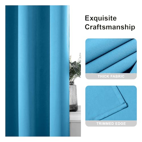 CUCRAF Verdunklungsvorhänge Thermovorhang Kälteschutz 2er Set H213 x B132cm Vorhänge mit Ösen Hellblau Vorhang Blickdicht Weich und… – Ansicht 5