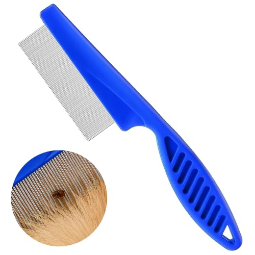 Image of Buraq Flea Comb for Cats and Dogs Large Stainless Steel Grooming Comb for Removing Fleas Ticks Lice Eggs and Dirt with Anti Slip Handle Suitable for All Hair Types