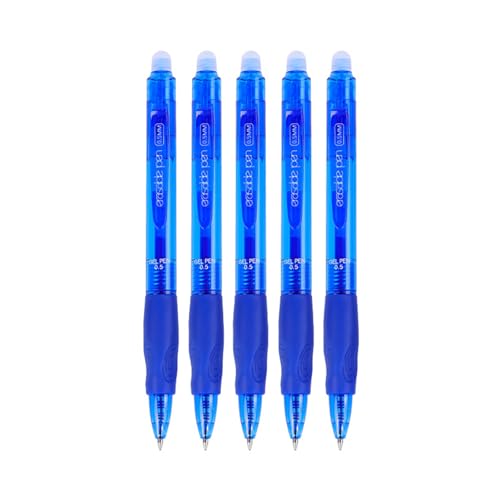 5Pcs Retractable Gel Pen 0.5MM Tip Comfortable Triangular Grip Gel Inks Pen Quick Drying for Note Taking Journaling Erasable Pen