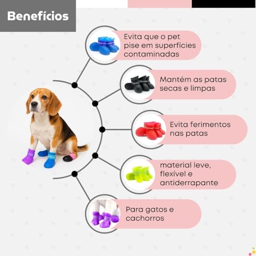 Sapato Bota de Silicone para Cachorro Antiderrapante Protetor de Patas Proteção para Passeio (Macho,