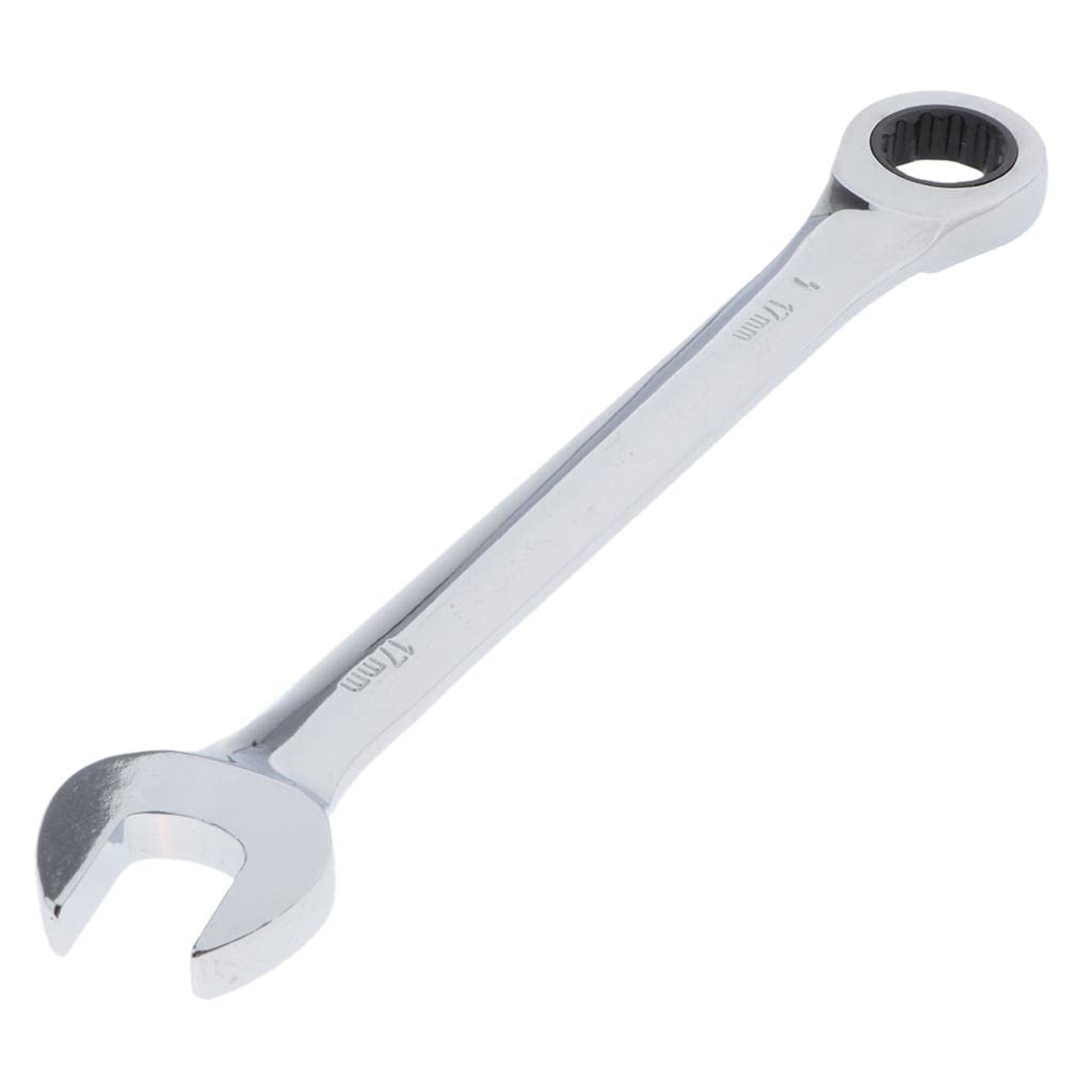 Skkwjege Silver, 17 Mm Metric Ratchet Wrench Fixed Head Hand Nut Mirror Polishing Repair Tools 17 Mm, Silver