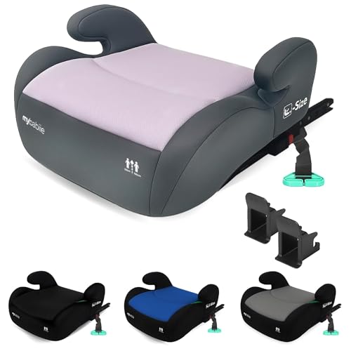 My Babiie MBCSB20 Child Booster Seat - ISOFIX, R129 i-Size 125-150cm (Group 3, 6 to 12 Years Approx.) Portable Kids Car Seat, Comfortable, Compact, Lightweight, Ideal for Travel - Pink & Grey