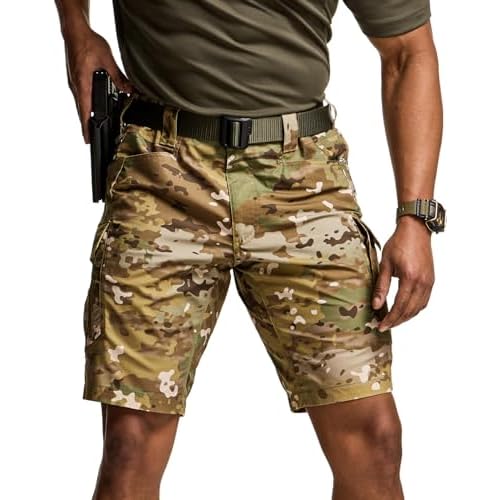 CQR Men's Flex Casual Cargo Shorts, Lightweight Water Resistant Golf Shorts, Stretch…