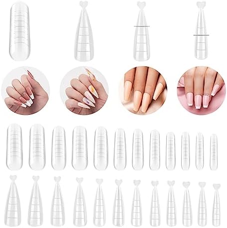Beetles Poly Extension Gel Dual Nail Form - 144 Pcs Builder Nail Gel Flat Stiletto Nail Molds Coffin False Nail Tips for Gel Manicure Nail Art Design Salon DIY at Home